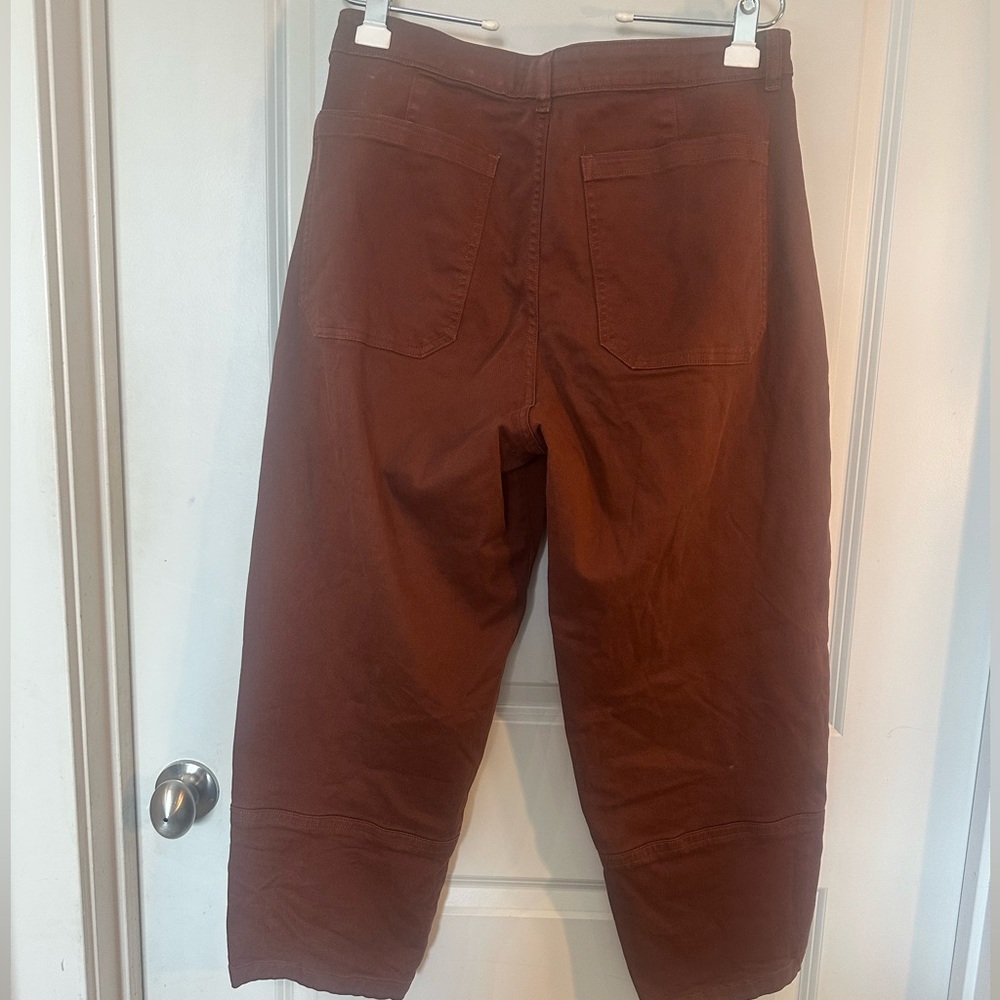 Everlane Utility Barrel Brown Hi Waist Organic Cotton Jeans/Pants, size 12 - Picture 7 of 13